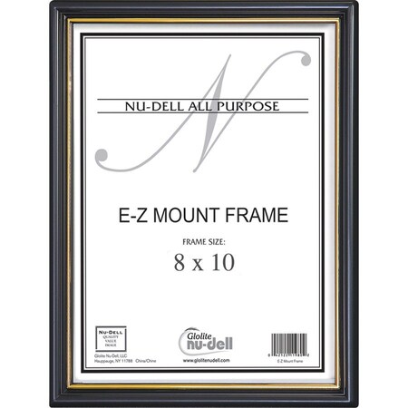 Nudell Document Frame, Vert/Horz, 8"x10", Black/Gold Trim 12PK NUD11800